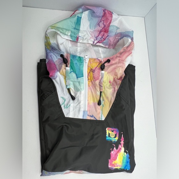 Walt Disney World Windbreaker Rain Jacket Watercolor Art Castle M NEW W TAGS - Picture 7 of 10